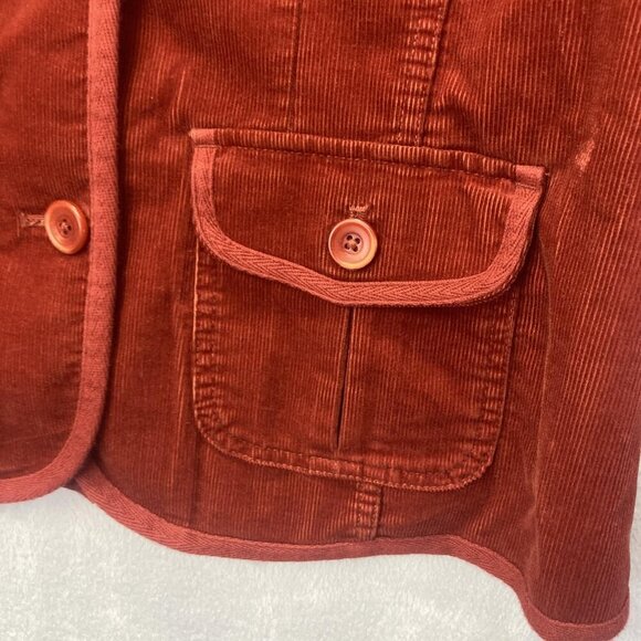 LL Bean Corduroy Jacket Womens Medium Petite PM Pockets Button Up Red Fall - Picture 12 of 16